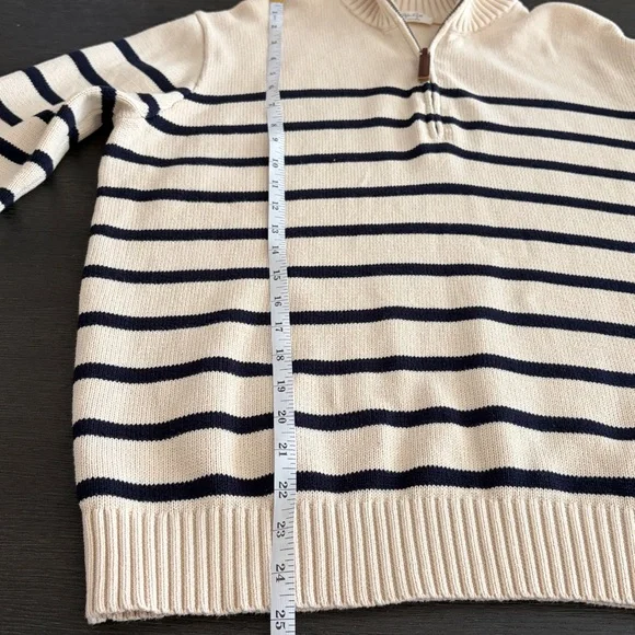Brandy Melville Cream and Black Striped 1/4 Zip-Sweater - Picture 5 of 5